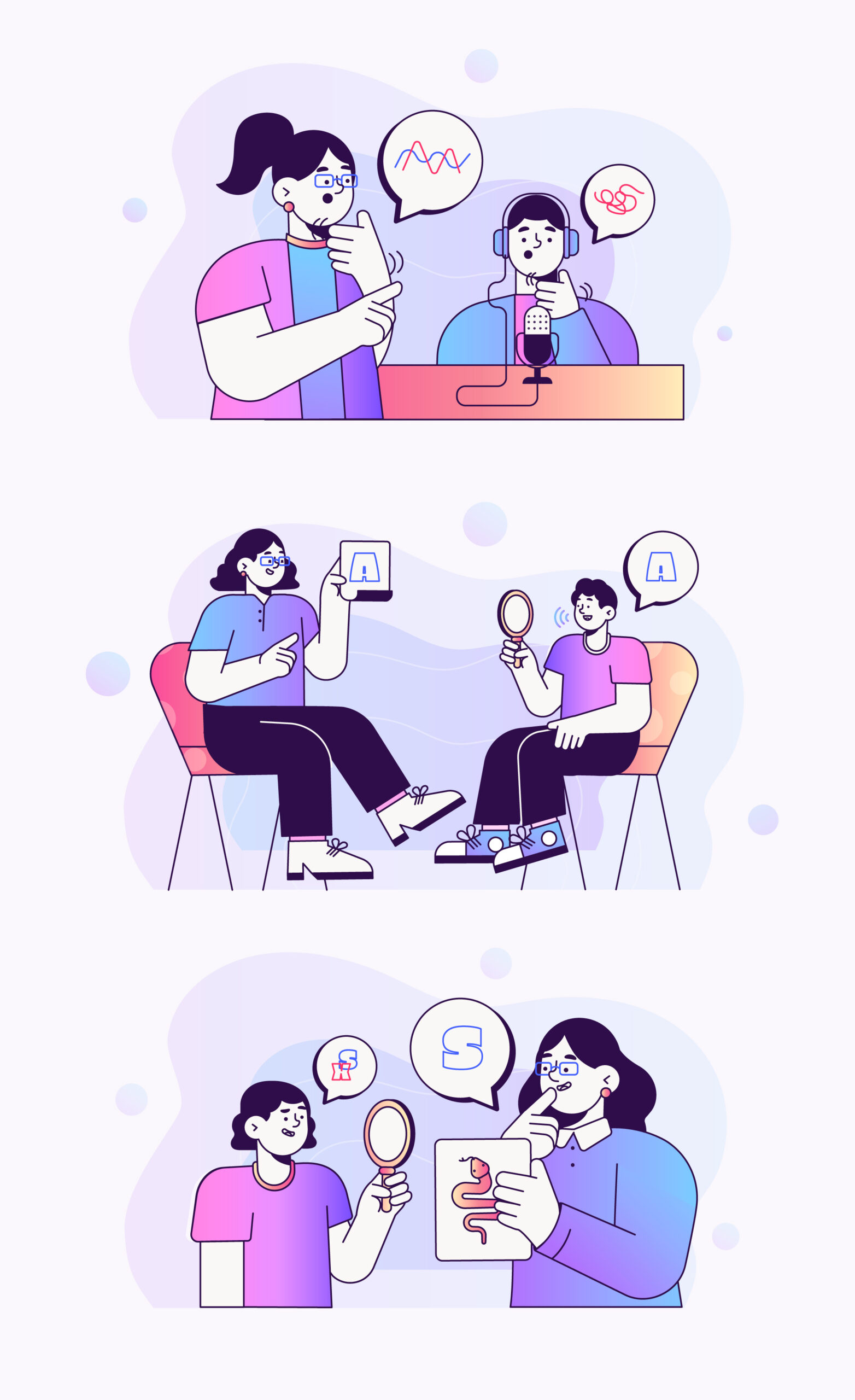 Speech therapy session (https://www.freepik.com/free-vector/gradient-speech-therapy-scenes-collection_21075470.htm)
